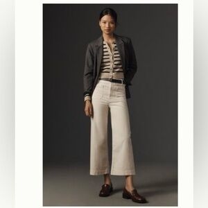 NWOT Anthropologie Colette Corduroy Crop Wide-Leg
Pants by Maeve Ivory Size 33 P